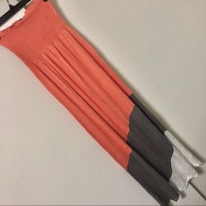 Strapless color-block maxi dress